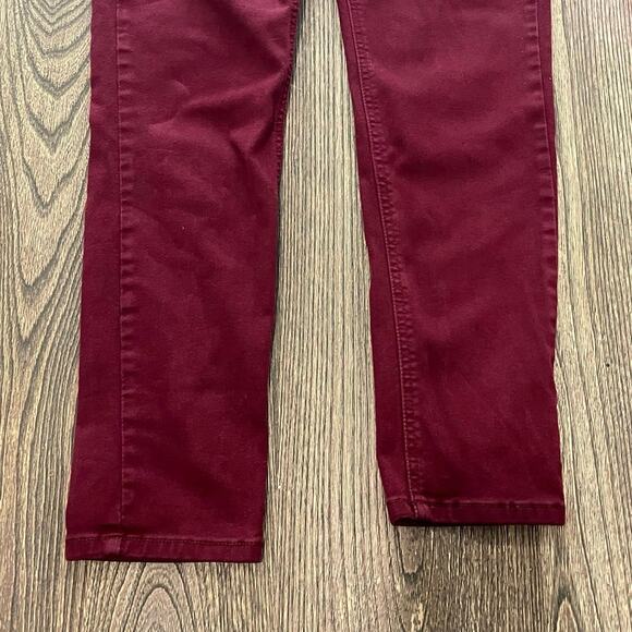 Maurices Womens Straight Leg Pants High Rise Cotton Blend Stretch Burgundy Sz L - Picture 4 of 9